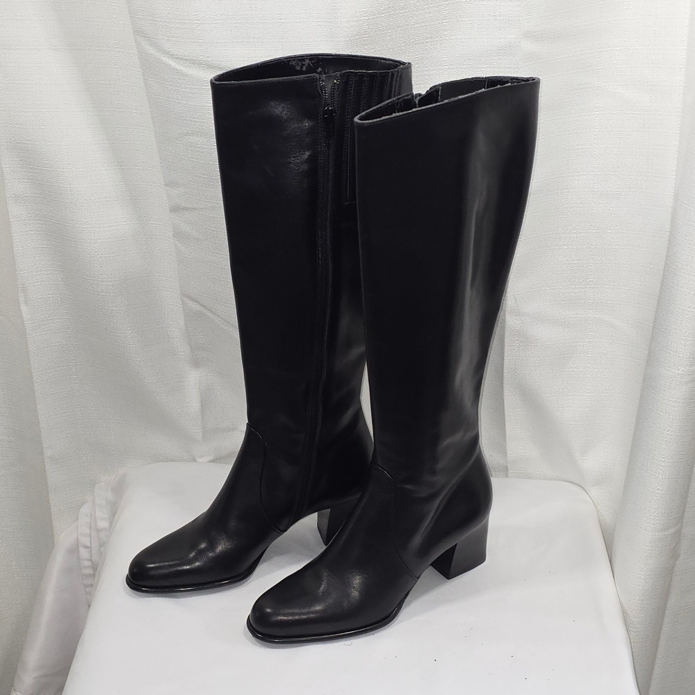Sudini Amanda Black Leather Knee High Tall Boots Made in Italy Womens 6 B